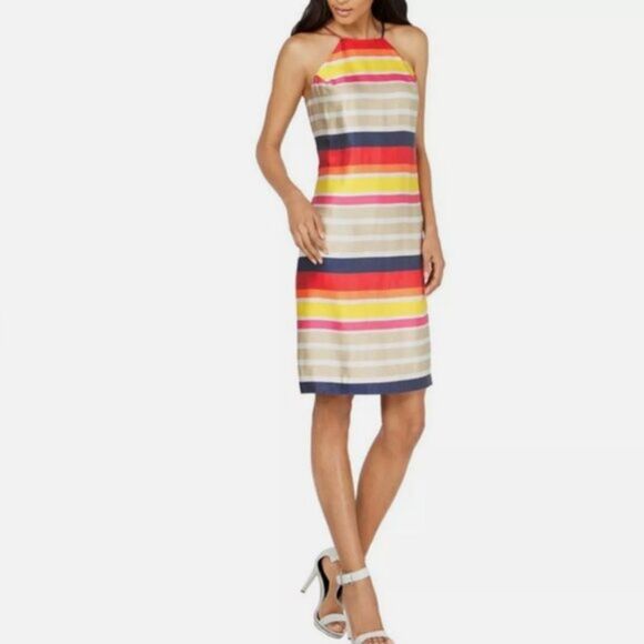 Trina Turk Dresses & Skirts - Trina Turk Vanah Striped Cocktail Halter Dress Sz M